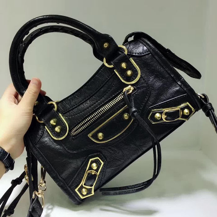 BALENCIAG巴黎世家 Balenciaga city S 平金 23cm 限量的爆裂紋羊皮 手提肩背斜挎包  BL1752